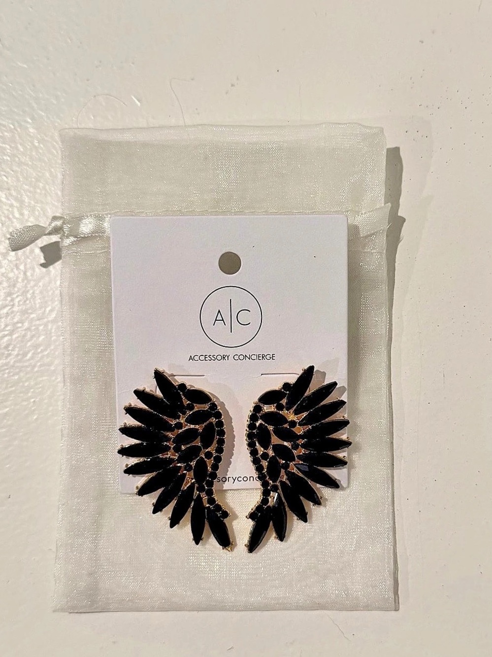 Accessory Concierge Black Feather Statement Earrings NWT